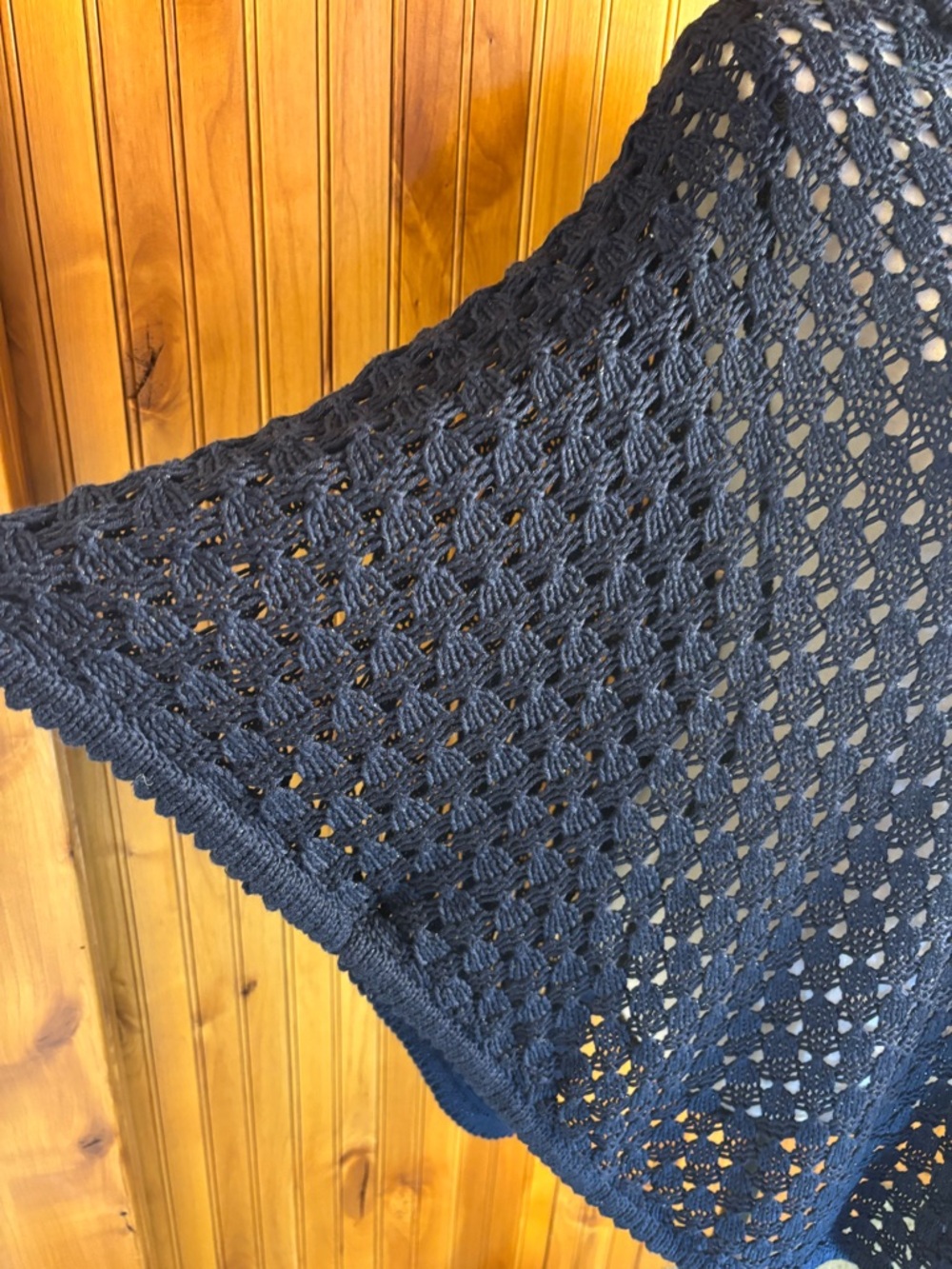 Chico's Navy Open-Knit Poncho, size L/XL - Picture 3 of 7